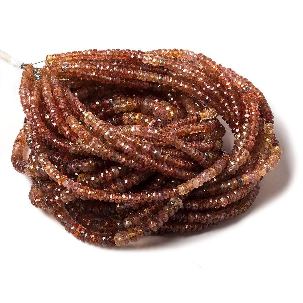 3-4.5mm Multi Color Sapphire faceted rondelles 18 inch 245 beads A Grade (ONLINE ORDER ONLY)