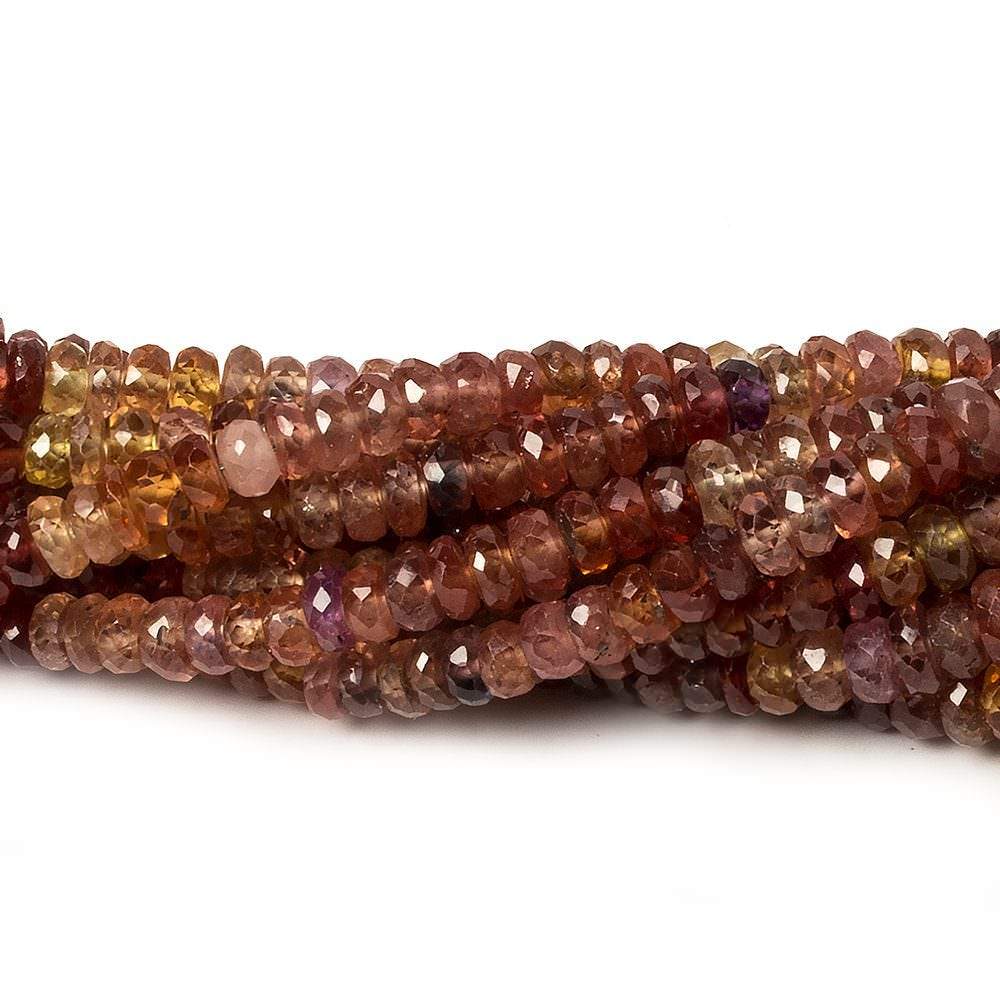 3-4.5mm Multi Color Sapphire faceted rondelles 18 inch 245 beads A Grade (ONLINE ORDER ONLY)