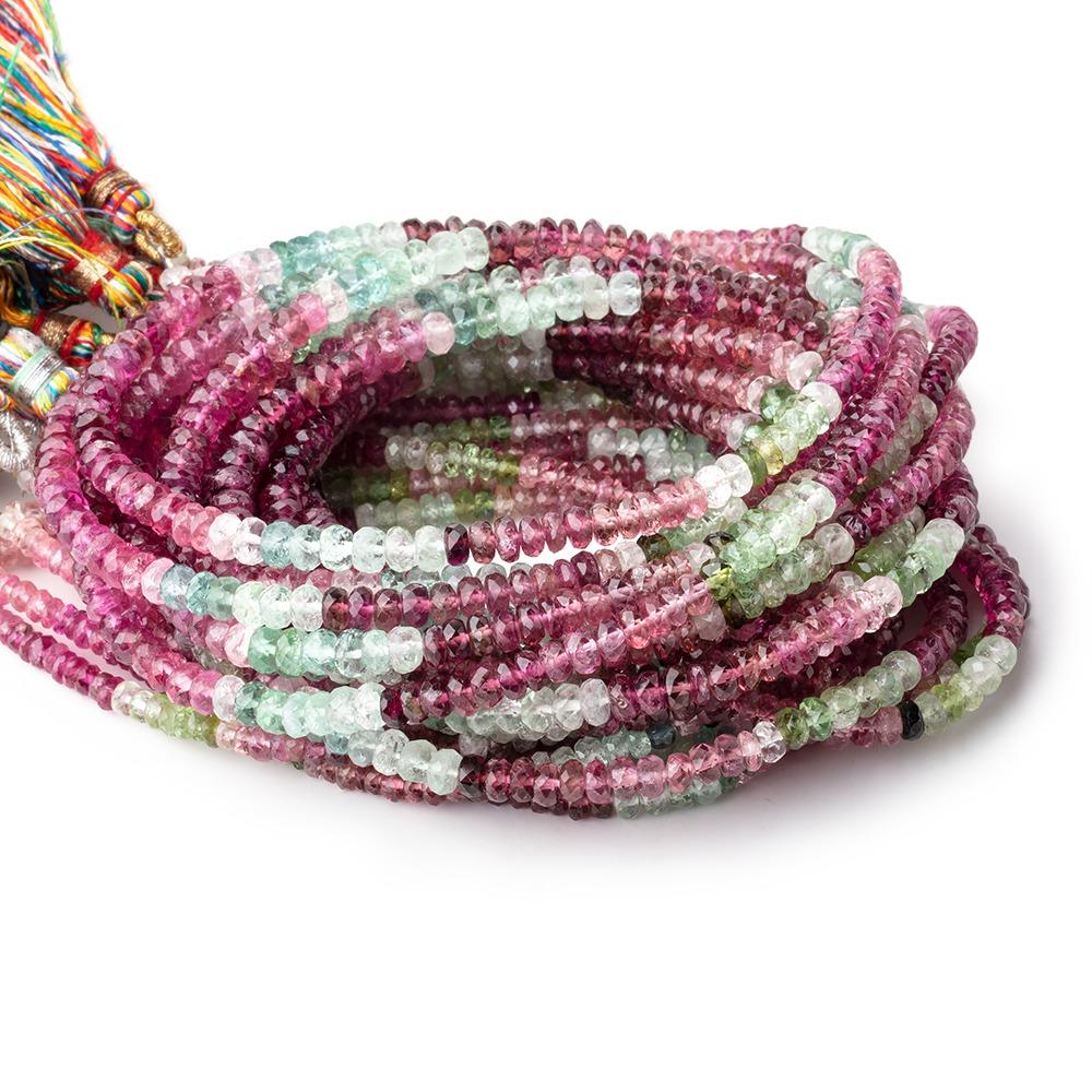 3-4.5mm Multi Color Tourmaline Faceted Rondelle Beads 15 inch 187 pieces AA (ONLINE ORDER ONLY)
