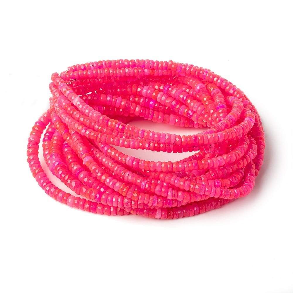 3-4.5mm Neon Pink Opal Faceted Rondelles 17 inch 200 color treated beads AA (ONLINE ORDER ONLY)
