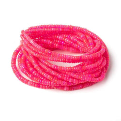 3-4.5mm Neon Pink Opal Faceted Rondelles 17 inch 200 color treated beads AA (ONLINE ORDER ONLY)