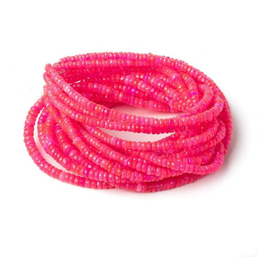 3-4.5mm Neon Pink Opal Faceted Rondelles 17 inch 200 color treated beads AA (ONLINE ORDER ONLY)
