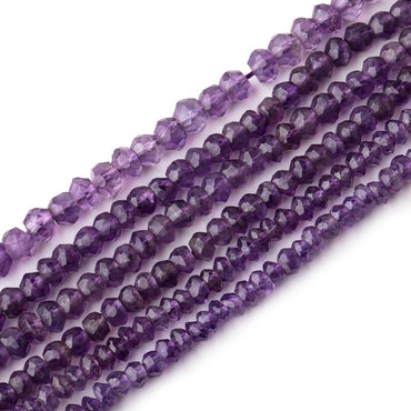3-4mm Amethyst faceted rondelle Beads LOT OF 6 STRANDS (ONLINE ORDER ONLY)