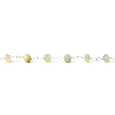 3-4mm Cat's Eye Green Quartz Silver plated Chain by the foot (ONLINE ORDER ONLY)