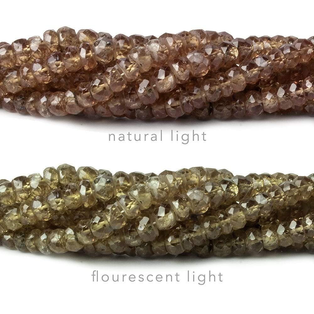 3-4mm Color Change Garnet faceted rondelles 18 inch  AA (ONLINE ORDER ONLY)