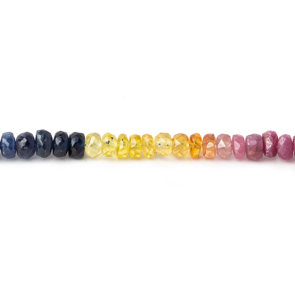 3-4mm Emerald, Ruby & Sapphire faceted rondelle beads 16 inh 190 pieces A (ONLINE ORDER ONLY)