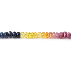 3-4mm Emerald, Ruby & Sapphire faceted rondelle beads 16 inh 190 pieces A (ONLINE ORDER ONLY)