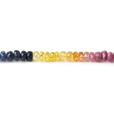 3-4mm Emerald, Ruby & Sapphire faceted rondelle beads 16 inh 190 pieces A (ONLINE ORDER ONLY)