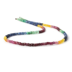 3-4mm Emerald, Ruby & Sapphire faceted rondelle beads 16 inh 190 pieces A (ONLINE ORDER ONLY)