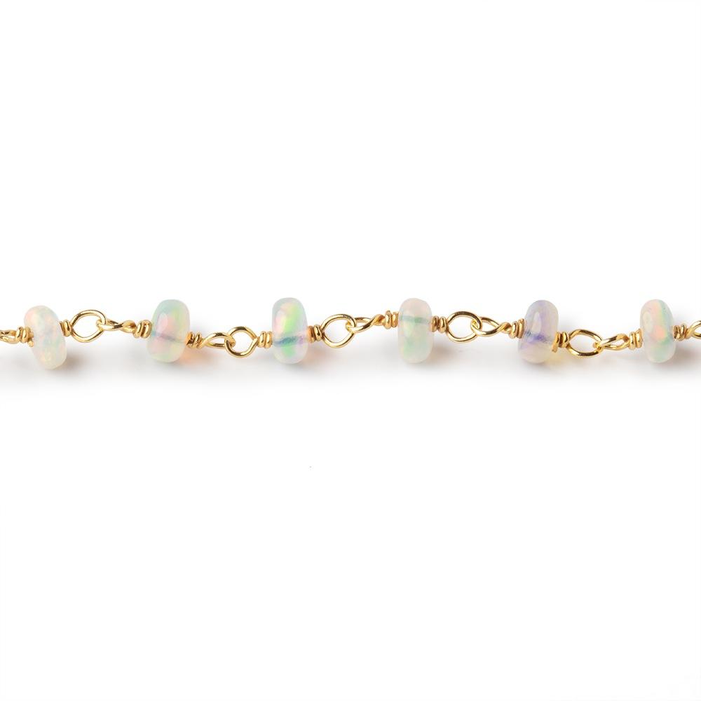 3-4mm Ethiopian Opal Plain Rondelles on Vermeil Chain by the Foot 40 Beads (ONLINE ORDER ONLY)