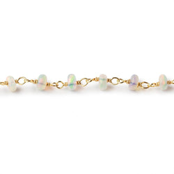 3-4mm Ethiopian Opal Plain Rondelles on Vermeil Chain by the Foot 40 Beads (ONLINE ORDER ONLY)