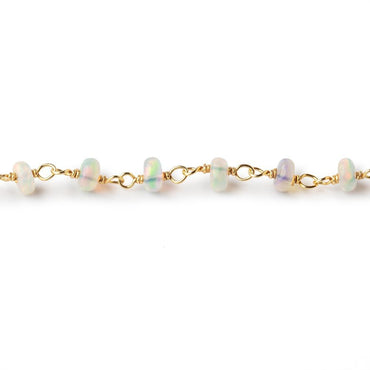 3-4mm Ethiopian Opal Plain Rondelles on Vermeil Chain by the Foot 40 Beads (ONLINE ORDER ONLY)