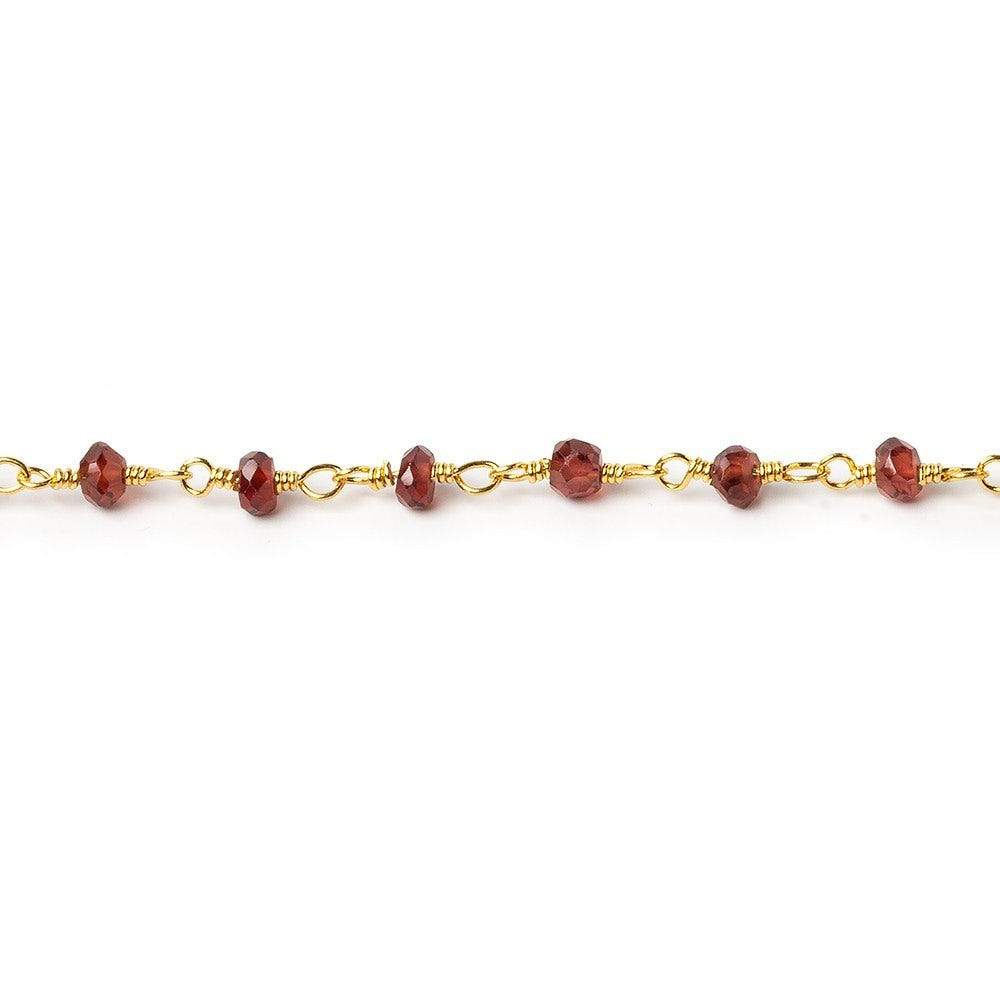 3-4mm Garnet faceted rondelle Gold Chain by the foot (ONLINE ORDER ONLY)