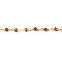 3-4mm Garnet faceted rondelle Gold Chain by the foot (ONLINE ORDER ONLY)