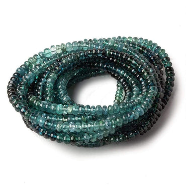 3-4mm Indicolite Blue Tourmaline plain rondelles 18 inch 210 beads AA (ONLINE ORDER ONLY)