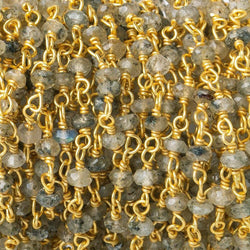 3-4mm Moss Aquamarine faceted rondelle Vermeil Chain by the foot (ONLINE ORDER ONLY)