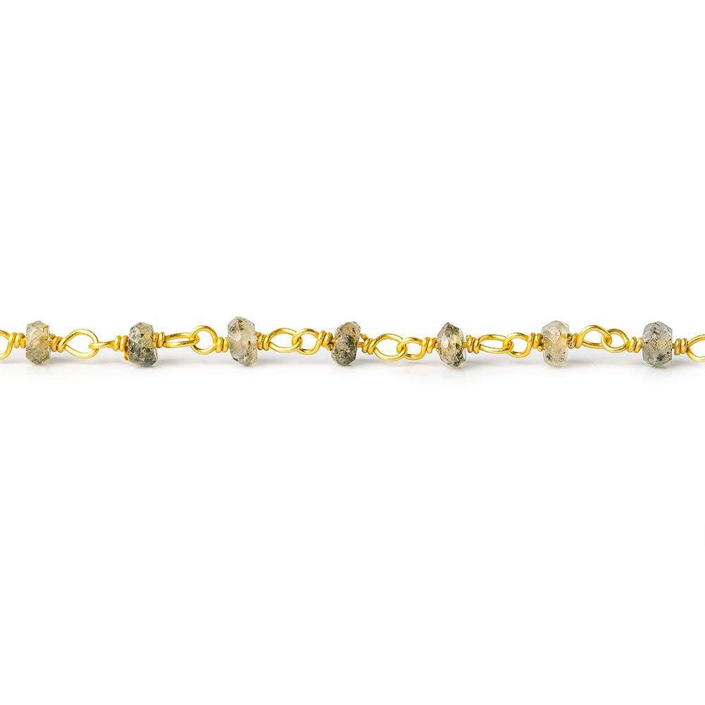 3-4mm Moss Aquamarine faceted rondelle Vermeil Chain by the foot (ONLINE ORDER ONLY)