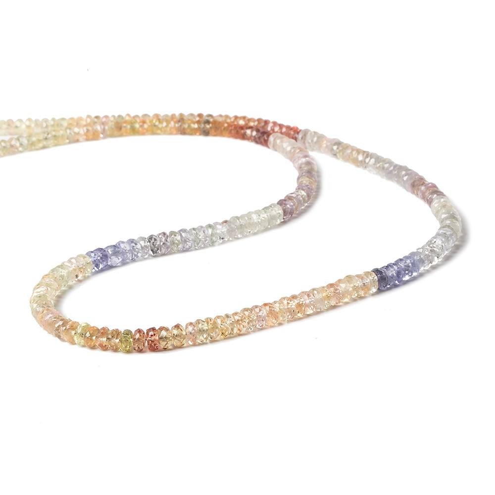 3-4mm Multi Color Sapphire Faceted Rondelle 14 inch 180 pieces (ONLINE ORDER ONLY)