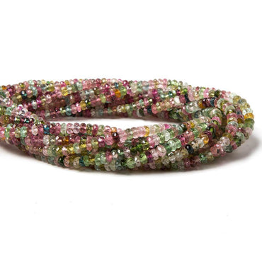 3 - 4mm Multi Color Tourmaline Faceted Rondelle Beads 16 inch 218 pieces (ONLINE ORDER ONLY)