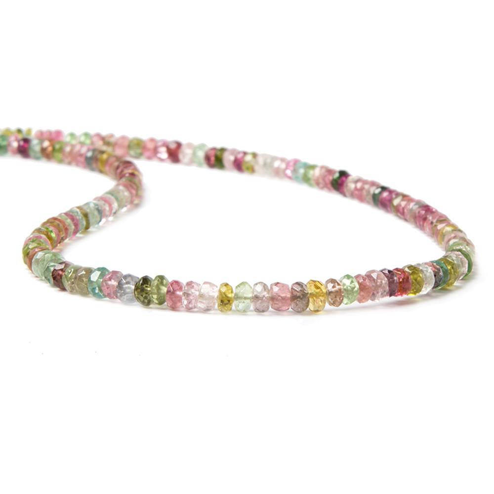 3 - 4mm Multi Color Tourmaline Faceted Rondelle Beads 16 inch 218 pieces (ONLINE ORDER ONLY)