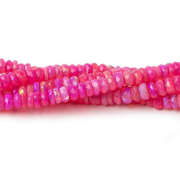 3-4mm Pink Opal Faceted Rondelles 17 inch 225 color treated beads AA (ONLINE ORDER ONLY)
