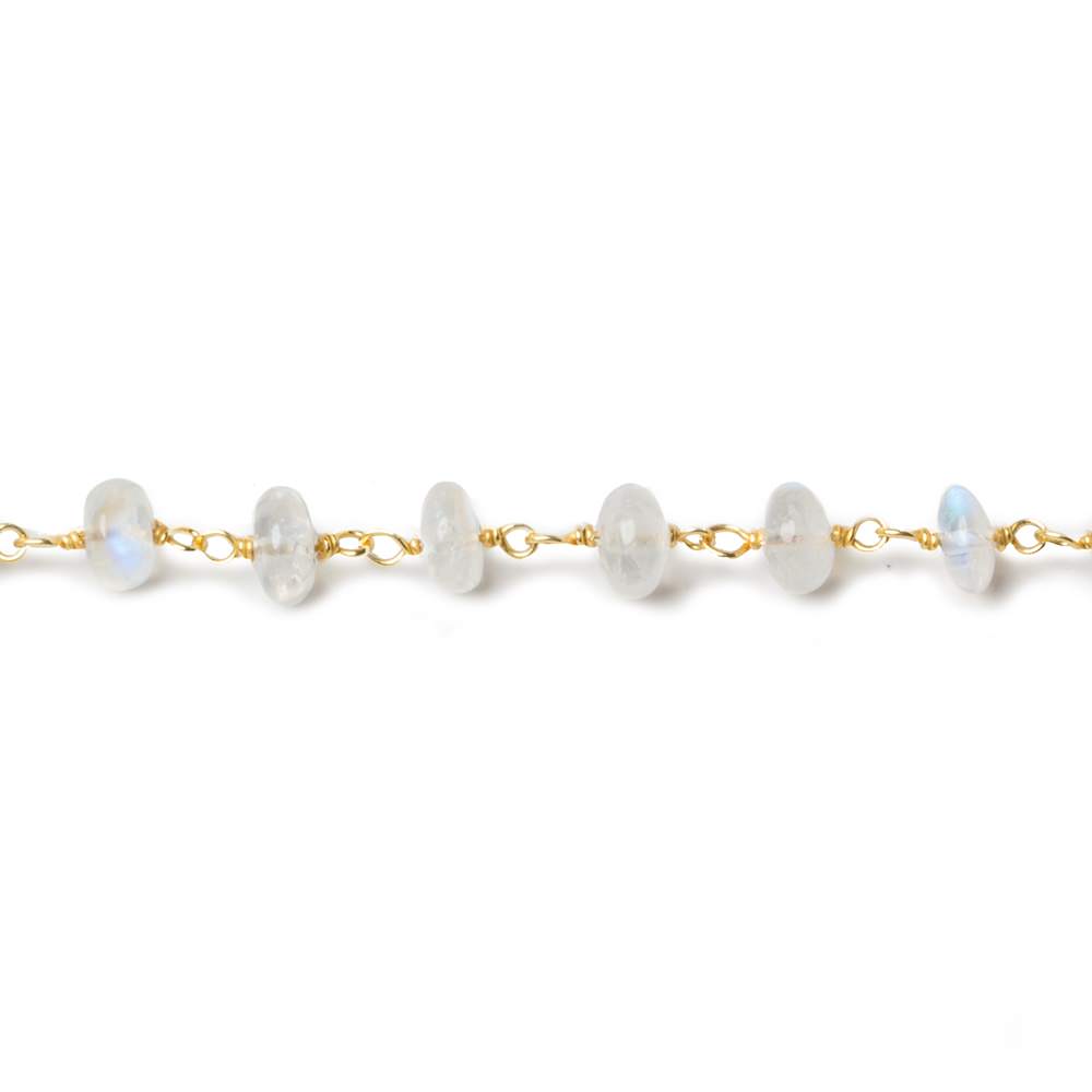 3-4mm Rainbow Moonstone plain rondelle Vermeil Chain by the foot 37 beads (ONLINE ORDER ONLY)