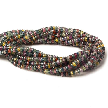 3-4mm Ruby & Fancy Sapphire faceted rondelles 16 inch 170 pieces (ONLINE ORDER ONLY)