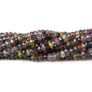 3-4mm Ruby & Fancy Sapphire faceted rondelles 16 inch 170 pieces (ONLINE ORDER ONLY)
