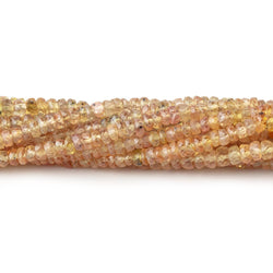 3-4mm Yellowish Orange Songea Sapphire Faceted Rondelles 16 inch 200 Beads (ONLINE ORDER ONLY)