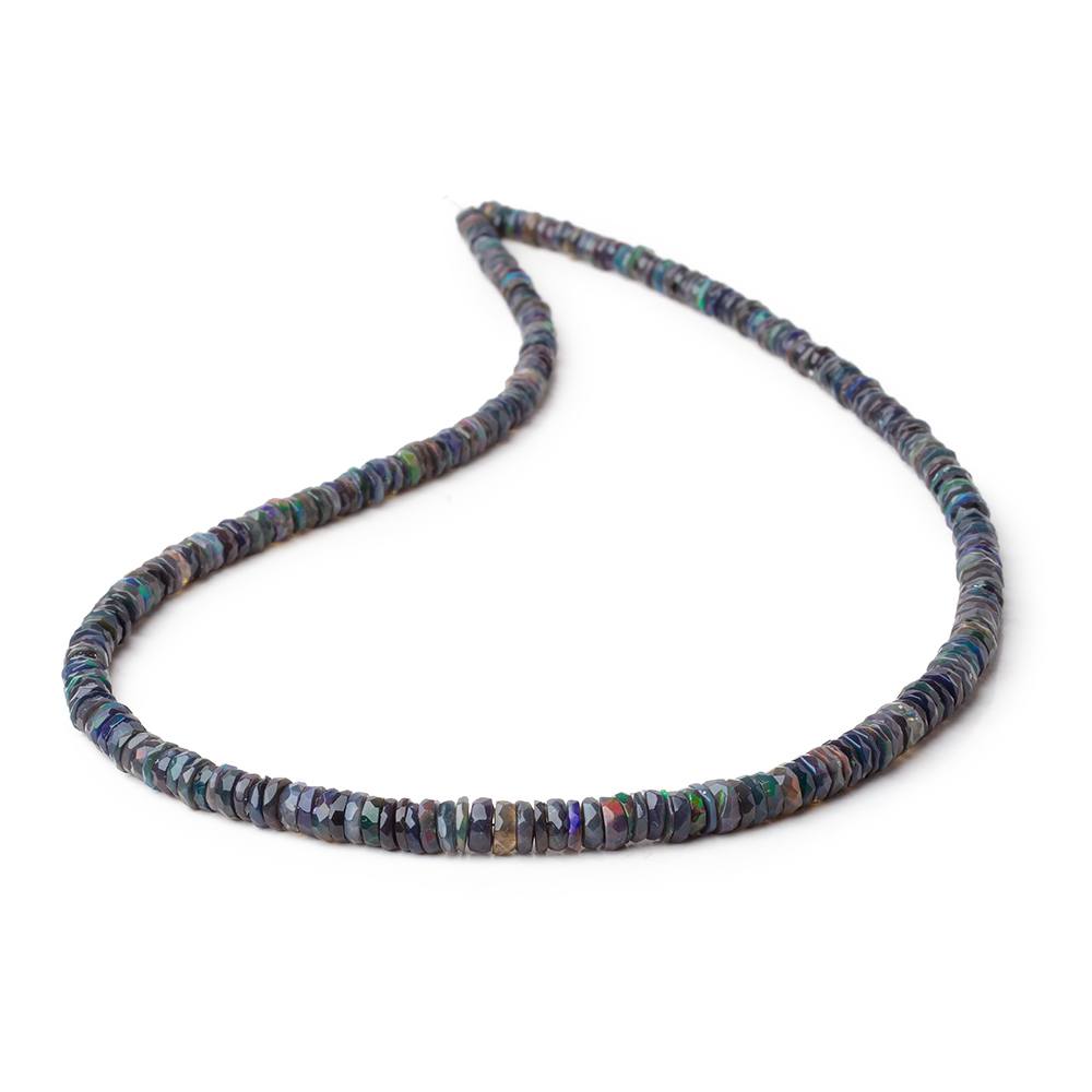 4-5mm Ethiopian Wollo Black Opal Faceted Heishi Beads 16 inch 270 pieces AA (ONLINE ORDER ONLY)