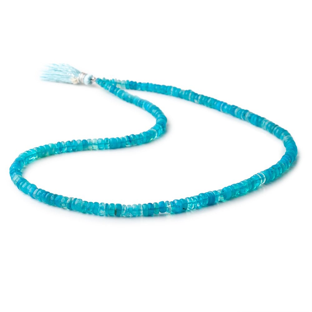 3-5mm Neon Blue Ethiopian Opal Plain Rondelle Beads 16 inch 193 pieces (ONLINE ORDER ONLY)