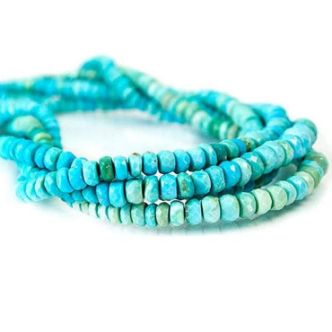 3-5mm Turquoise Faceted Rondelle Beads 13 inch 130 pieces (ONLINE ORDER ONLY)