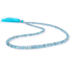 3-6.5mm Aquamarine Plain Rondelles 18 inch 206 Beads AA (ONLINE ORDER ONLY)