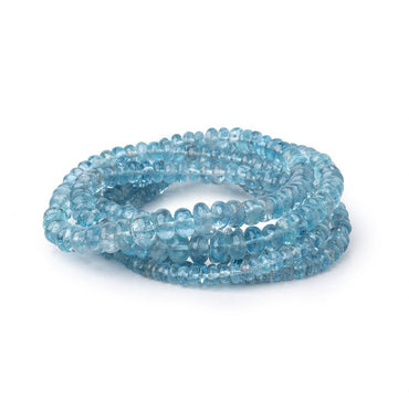 3-6.5mm Aquamarine Plain Rondelles 18 inch 206 Beads AA (ONLINE ORDER ONLY)