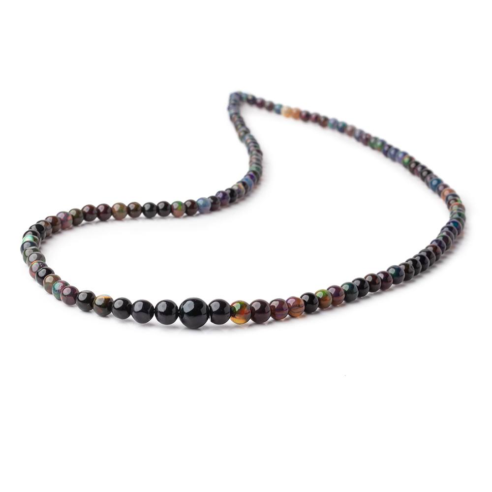 3-6mm Black Ethiopian Wollo Opal Plain Round Beads 18 inch 106 pieces (ONLINE ORDER ONLY)