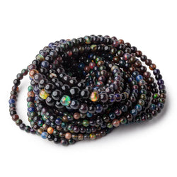 3-6mm Black Ethiopian Wollo Opal Plain Round Beads 18 inch 106 pieces (ONLINE ORDER ONLY)