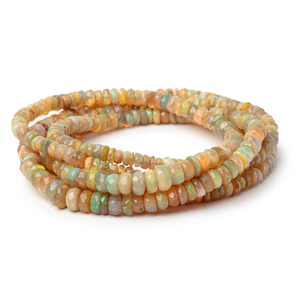 3-6mm Dark Golden Ethiopian Opal Faceted Rondelles 18 inch 206 Beads AAA (ONLINE ORDER ONLY)