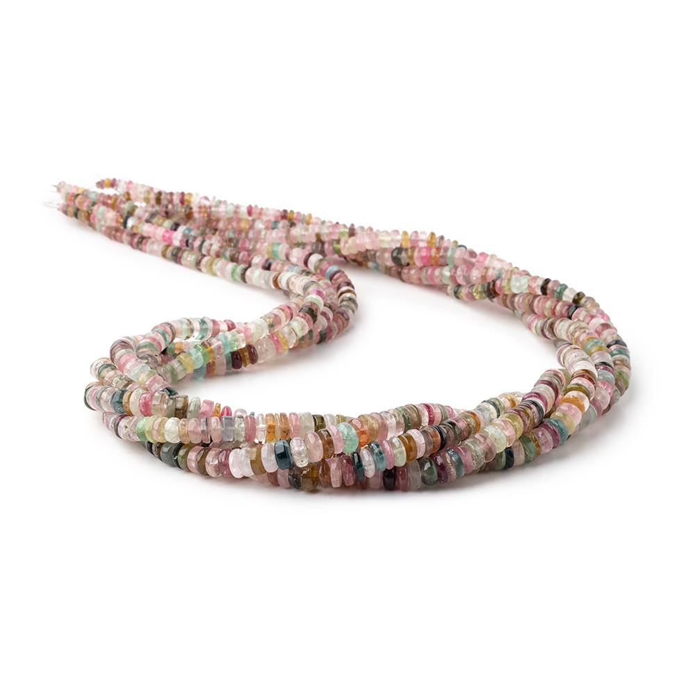 3-6mm Multi Color Tourmaline Plain Heishi Beads 18 inch 240 pieces (ONLINE ORDER ONLY)