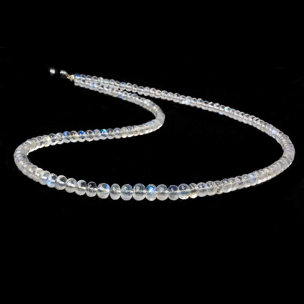 3mm Rainbow Moonstone micro faceted rondelles 16 inch 166 beads AAA (ONLINE ORDER ONLY)