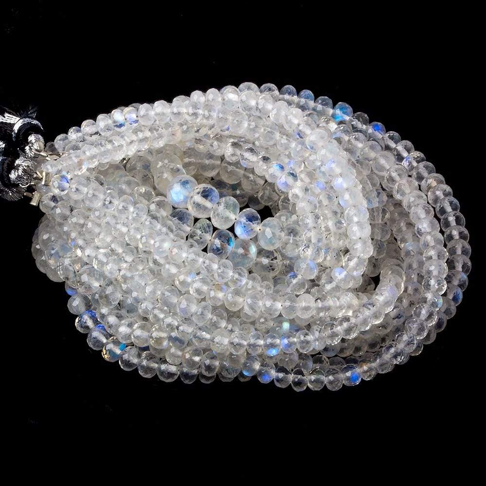 3mm Rainbow Moonstone micro faceted rondelles 16 inch 166 beads AAA (ONLINE ORDER ONLY)