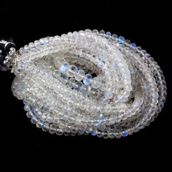 3mm Rainbow Moonstone micro faceted rondelles 16 inch 166 beads AAA (ONLINE ORDER ONLY)