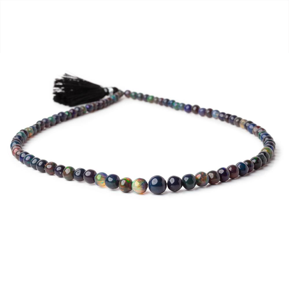3-7mm Black Ethiopian Opal Plain Round Beads 16 inch 87 pieces (ONLINE ORDER ONLY)