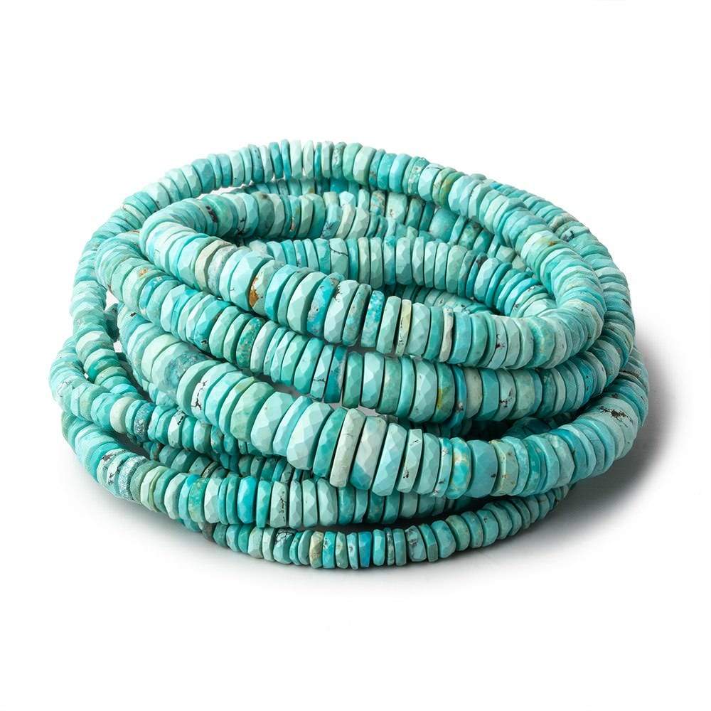 3-7mm Chinese Turquoise faceted heshi beads 18 inch 290 beads (ONLINE ORDER ONLY)