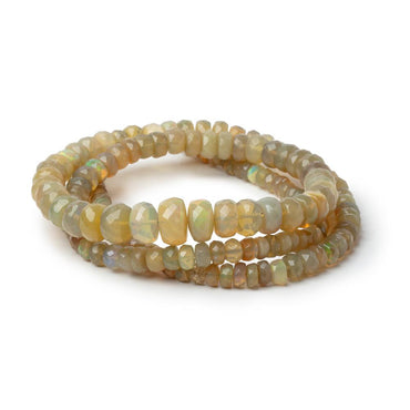 3-8.5mm Ecru Ethiopian Opal Faceted Rondelles 18 inch 157 Beads (ONLINE ORDER ONLY)