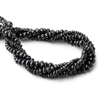 3-8mm Black Spinel Faceted Rondelle Beads - Lot of 4 Strands (ONLINE ORDER ONLY)
