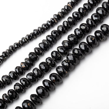 3-8mm Black Spinel Faceted Rondelle Beads - Lot of 4 Strands (ONLINE ORDER ONLY)