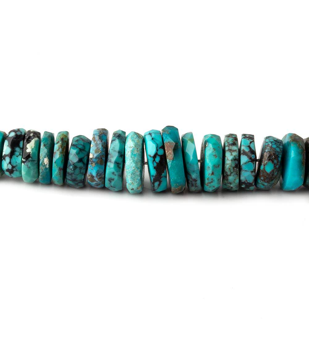 3-8mm Chinese Turquoise faceted heshi beads 17 inch 290 beads (ONLINE ORDER ONLY)
