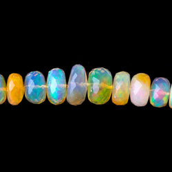 3-9mm Golden Ethiopian Opal Faceted Rondelles 16 inch 122 beads AAA (ONLINE ORDER ONLY)