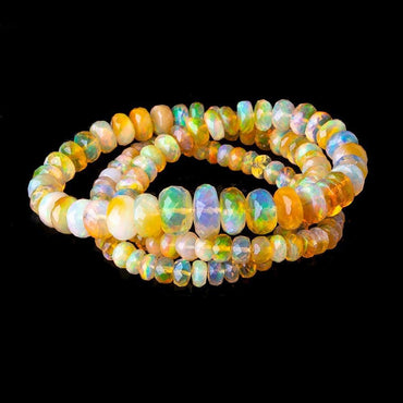 3-9mm Golden Ethiopian Opal Faceted Rondelles 16 inch 122 beads AAA (ONLINE ORDER ONLY)