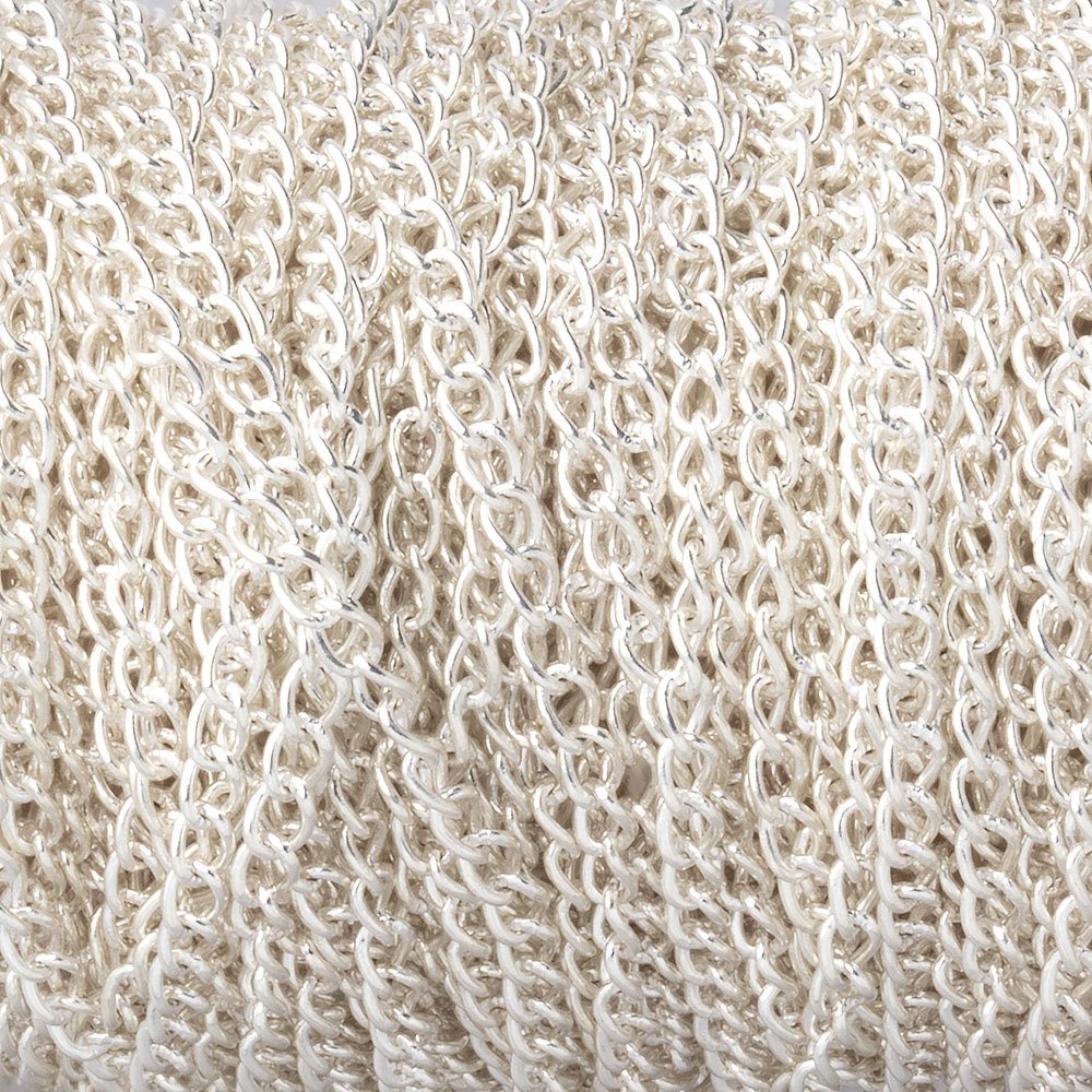 3 Feet - 2mm Silver plated Curb Link Chain (ONLINE ORDER ONLY)